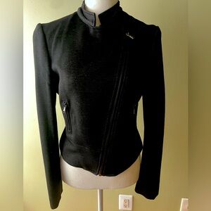 Forever 21 Black Ribbed Moto Jacket EUC Size S NWOT